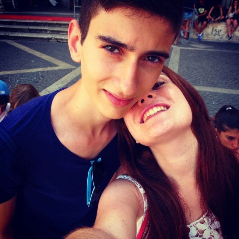Estrella y Sergio en el viaje de fin de curso a Italia